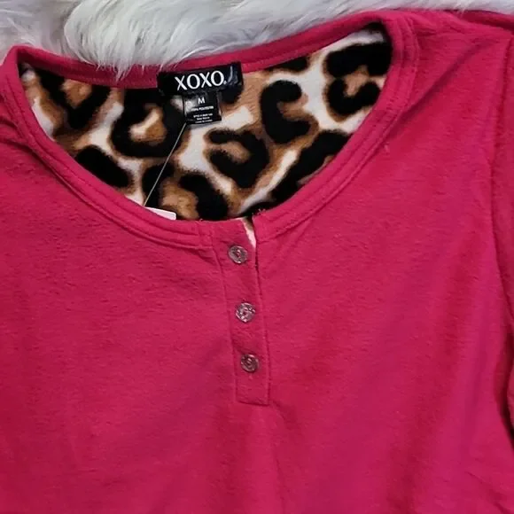 887  XOXO Pink & animal print pajama & Socks Size L Gift Set NWT - Picture 4 of 5